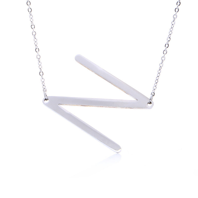 Big Initial Letter Pendant Necklace, Gold Silver, and Rose Gold