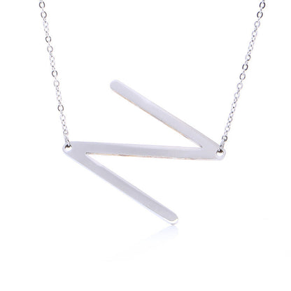 Big Initial Letter Pendant Necklace, Gold Silver, and Rose Gold