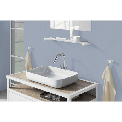 Zack Carvo White Stainless Steel & Glass Bathroom Shelf 40816