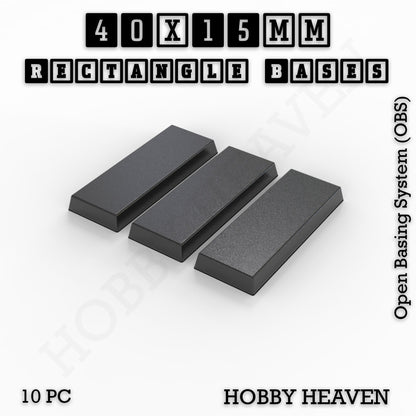 Rectangle Bases Range Sizes - 20x15mm to 75x25mm Small Sizes 3d Print Full Range Tabletop Games