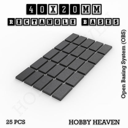 Rectangle Bases Range Sizes - 20x15mm to 75x25mm Small Sizes 3d Print Full Range Tabletop Games
