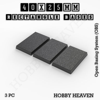Rectangle Bases Range Sizes - 20x15mm to 75x25mm Small Sizes 3d Print Full Range Tabletop Games