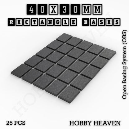 Rectangle Bases Range Sizes - 20x15mm to 75x25mm Small Sizes 3d Print Full Range Tabletop Games