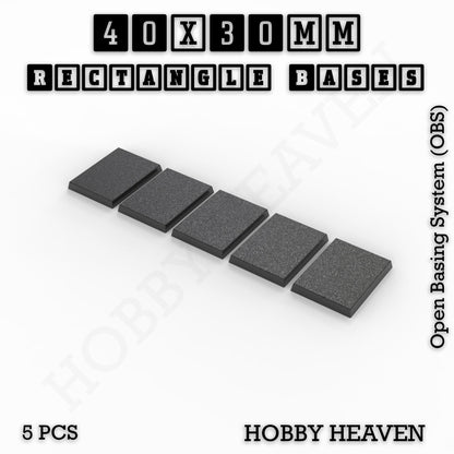 Rectangle Bases Range Sizes - 20x15mm to 75x25mm Small Sizes 3d Print Full Range Tabletop Games