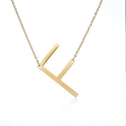 Big Initial Letter Pendant Necklace, Gold Silver, and Rose Gold