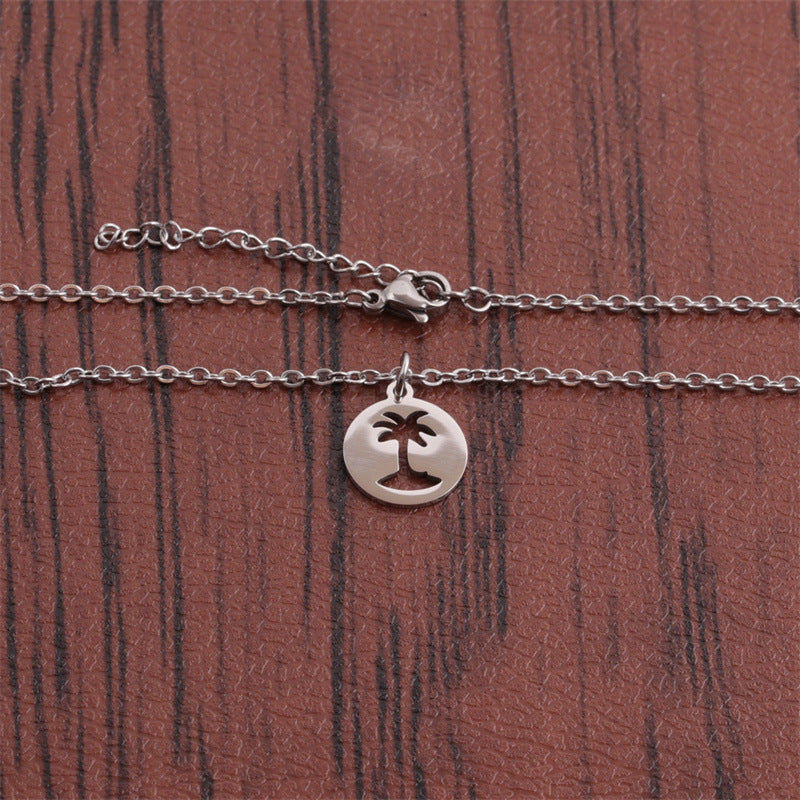 Hollow Coconut Tree Pendant Necklace