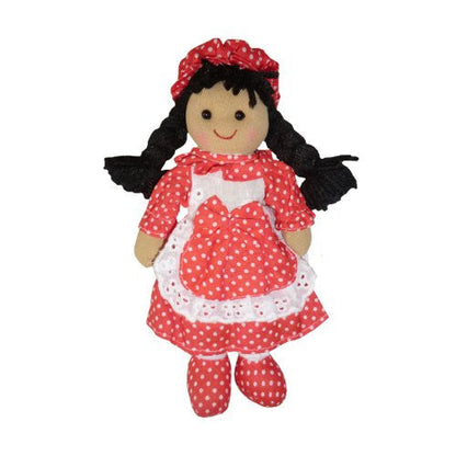 Rag Doll with Red Polka Dress - Handmade - Medium 19cms - Powell Craft