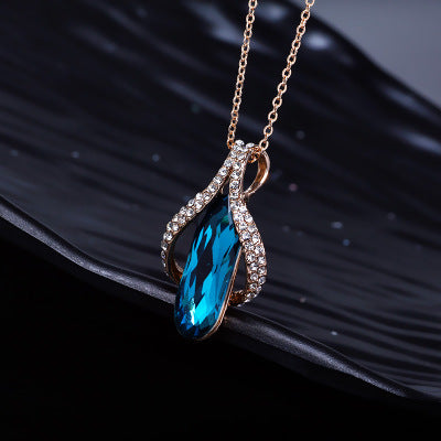Turquoise Crystal Earrings & Pendant Set