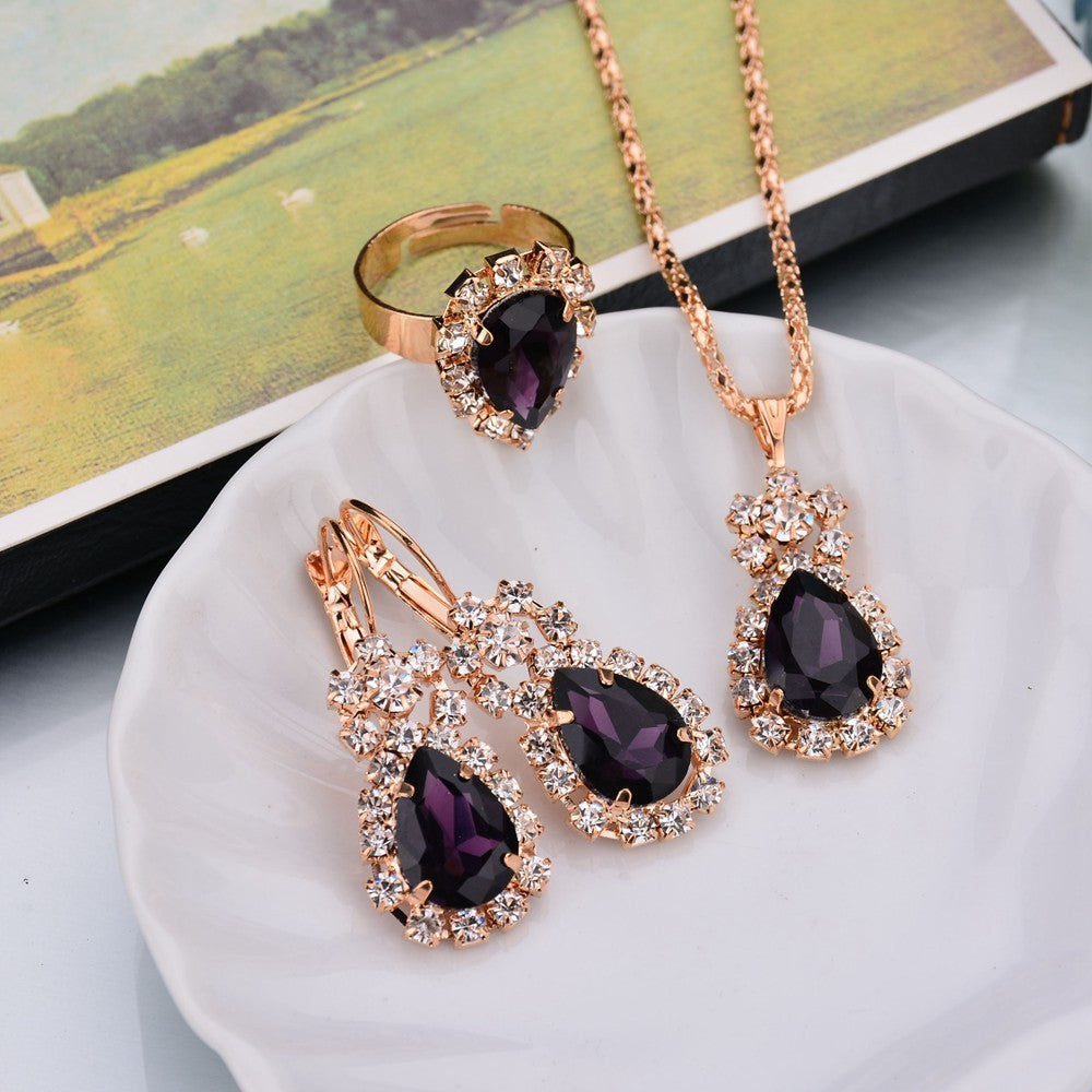 Water Drop Diamond Necklace, Earrings & Rings Sets