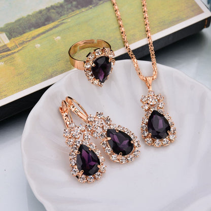 Water Drop Diamond Necklace, Earrings & Rings Sets