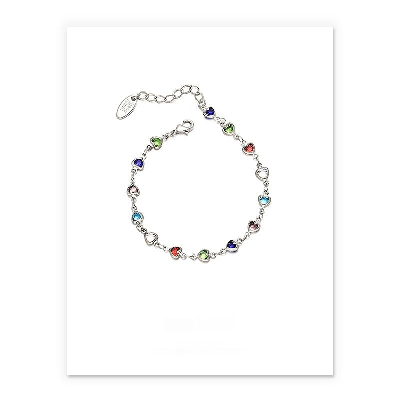 Gold & White Gold Candy Glass Heart Necklace & Bracelet Set