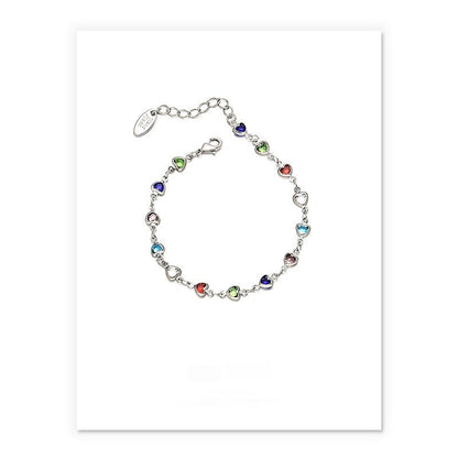 Gold & White Gold Candy Glass Heart Necklace & Bracelet Set