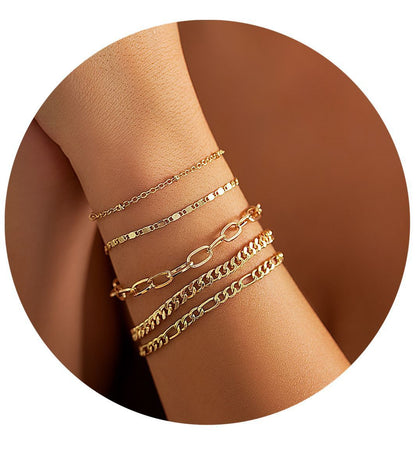 Simple Twin Cross Chain Bracelet for Women – Gold Electroplated Metal, Geometric Style, Personality Jewellery