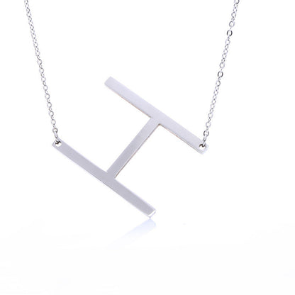 Big Initial Letter Pendant Necklace, Gold Silver, and Rose Gold