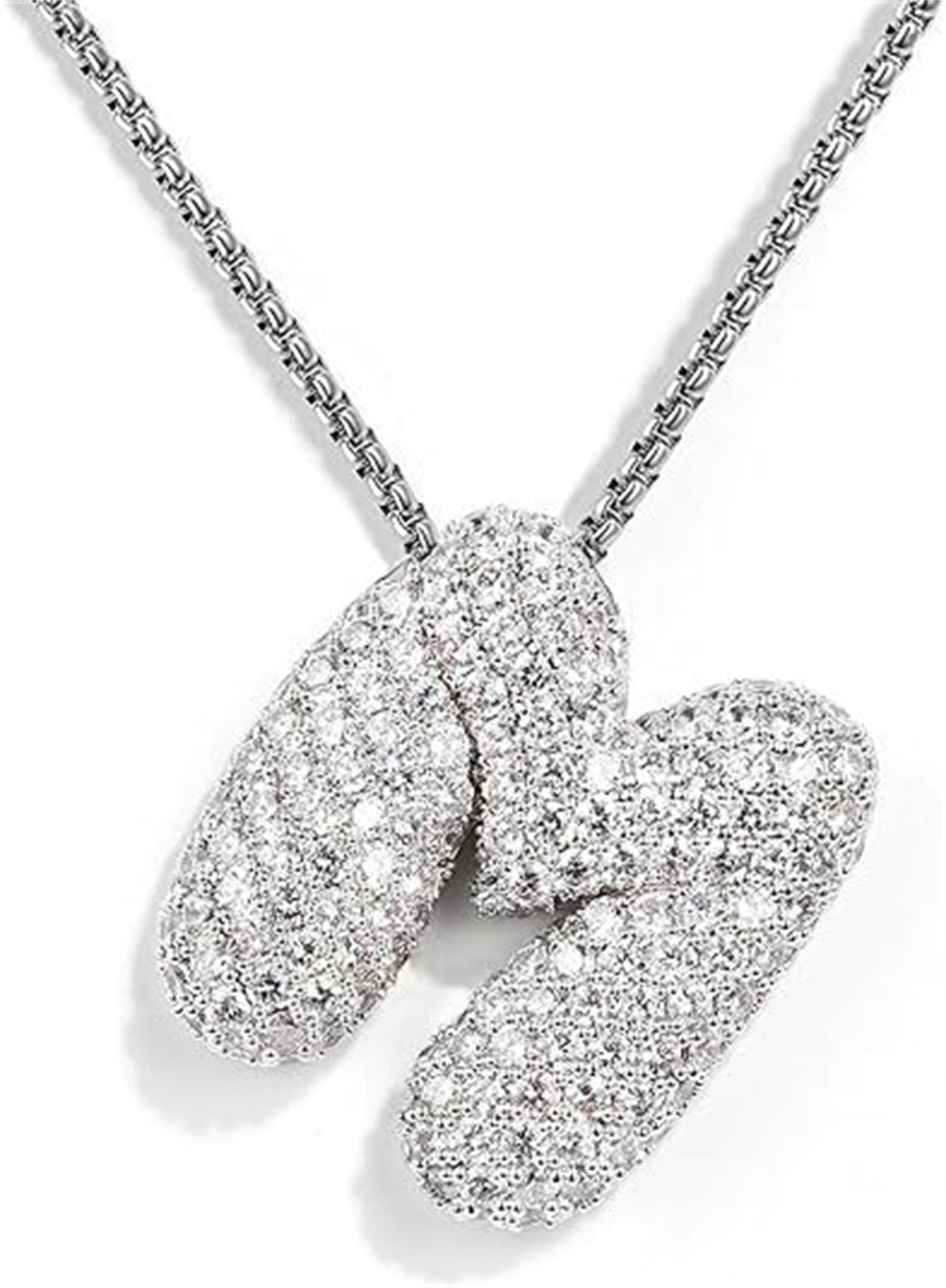 A-Z Zircon Balloon English Letter Necklace, Gold & Silver