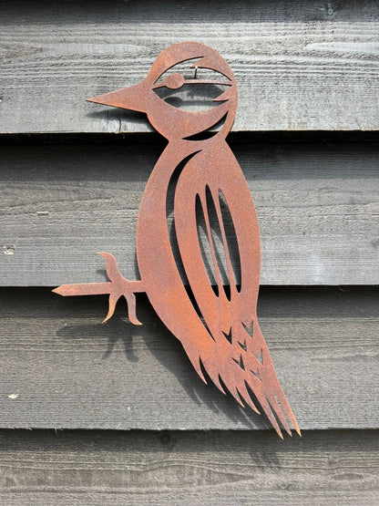 Rusty Metal Woodpecker Garden Decoration