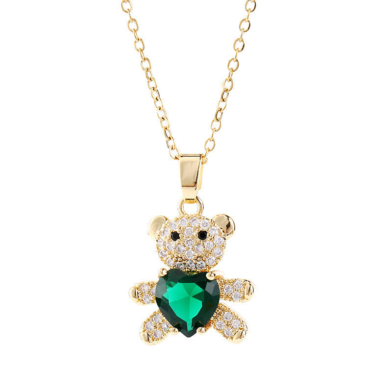 Bear Love Zircon Gem Necklace