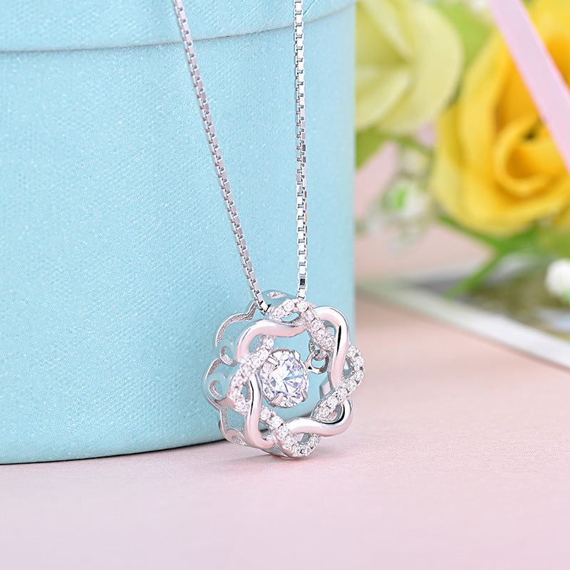 Zircon Round Square Double Pendant Necklace