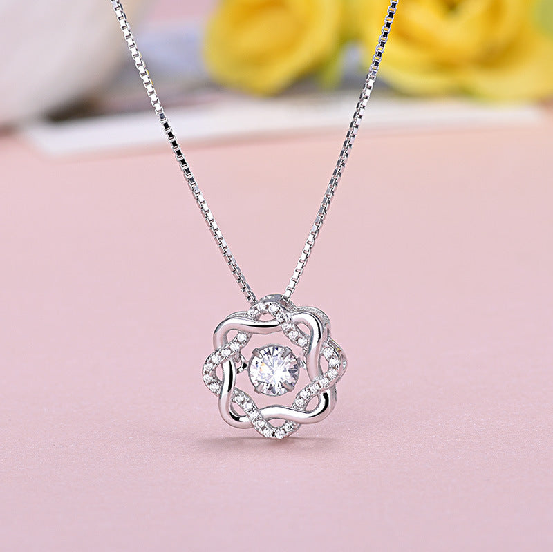 Zircon Round Square Double Pendant Necklace