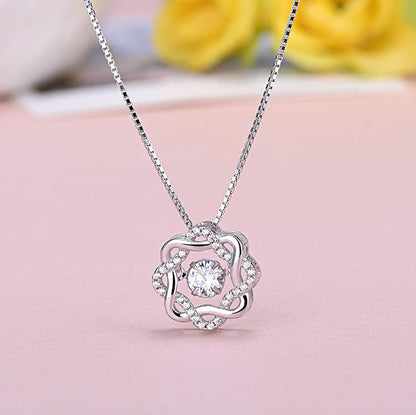 Zircon Round Square Double Pendant Necklace
