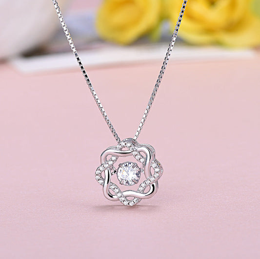 Zircon Round Square Double Pendant Necklace