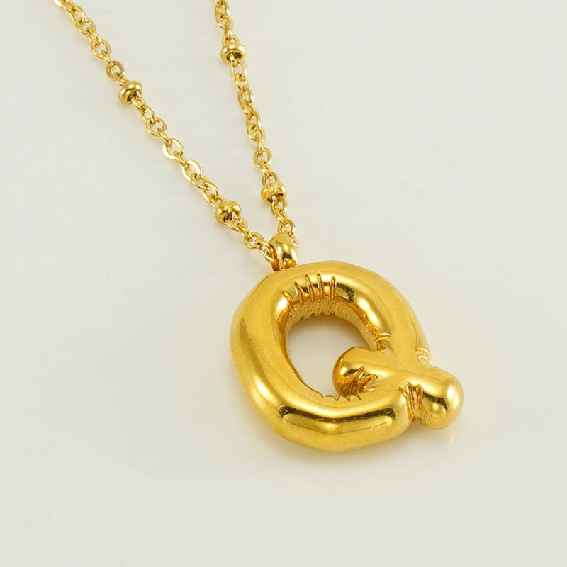 Bubble Letter Pendant Necklace A-Z