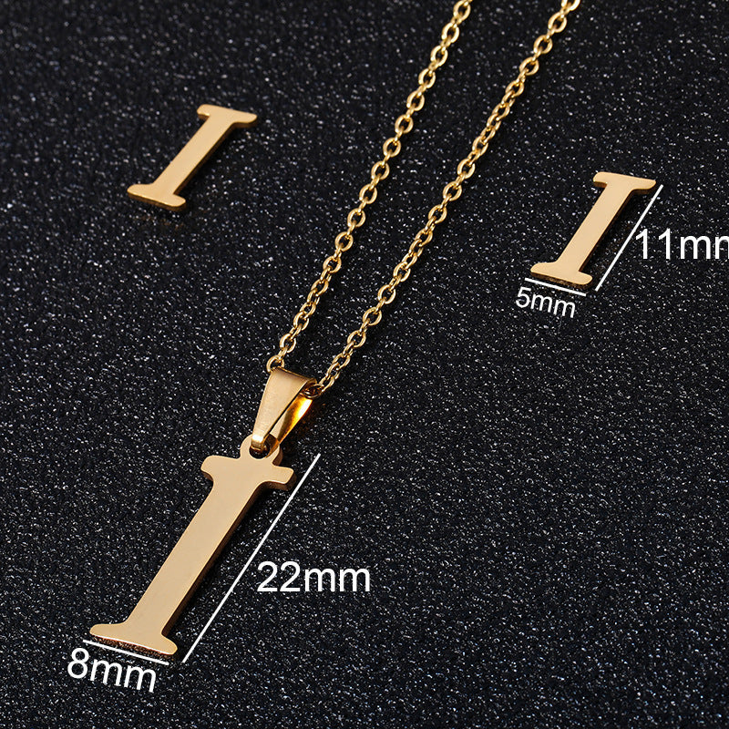 Stainless Steel Alphabet Necklace, 26 Initial Letters A–Z