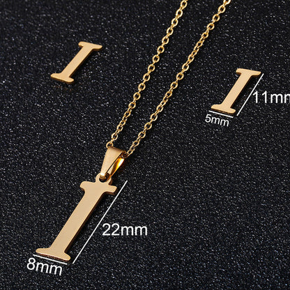 Stainless Steel Alphabet Necklace, 26 Initial Letters A–Z