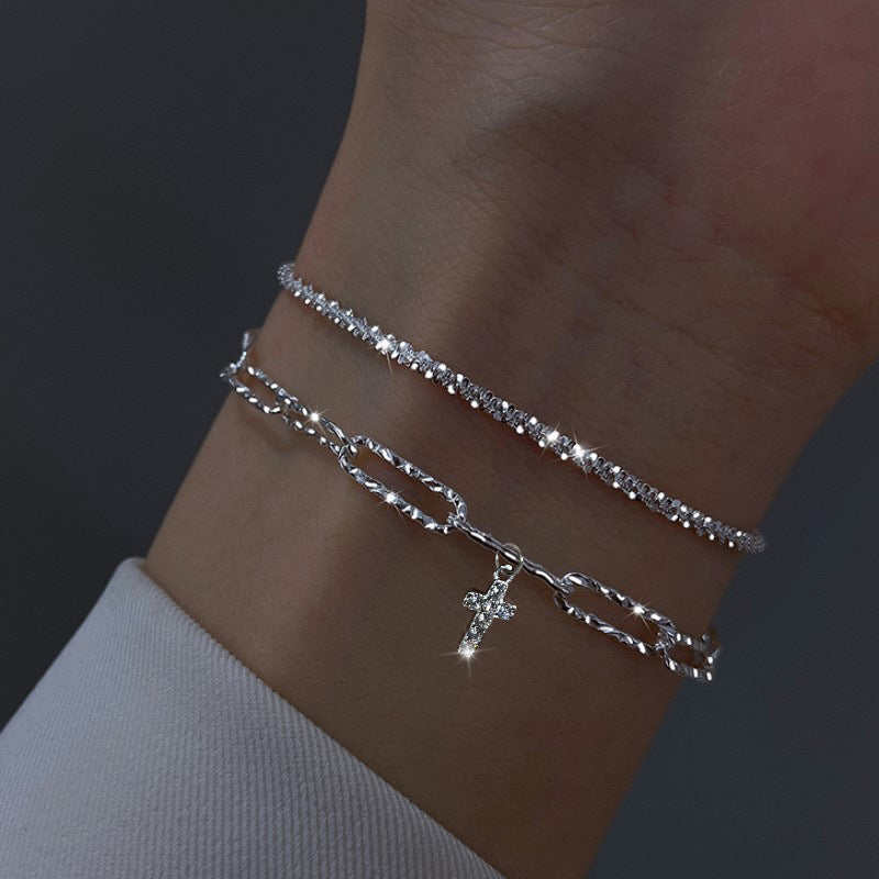 Gold And Sliver Rhinestones Bracelet