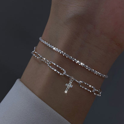 Gold And Sliver Rhinestones Bracelet