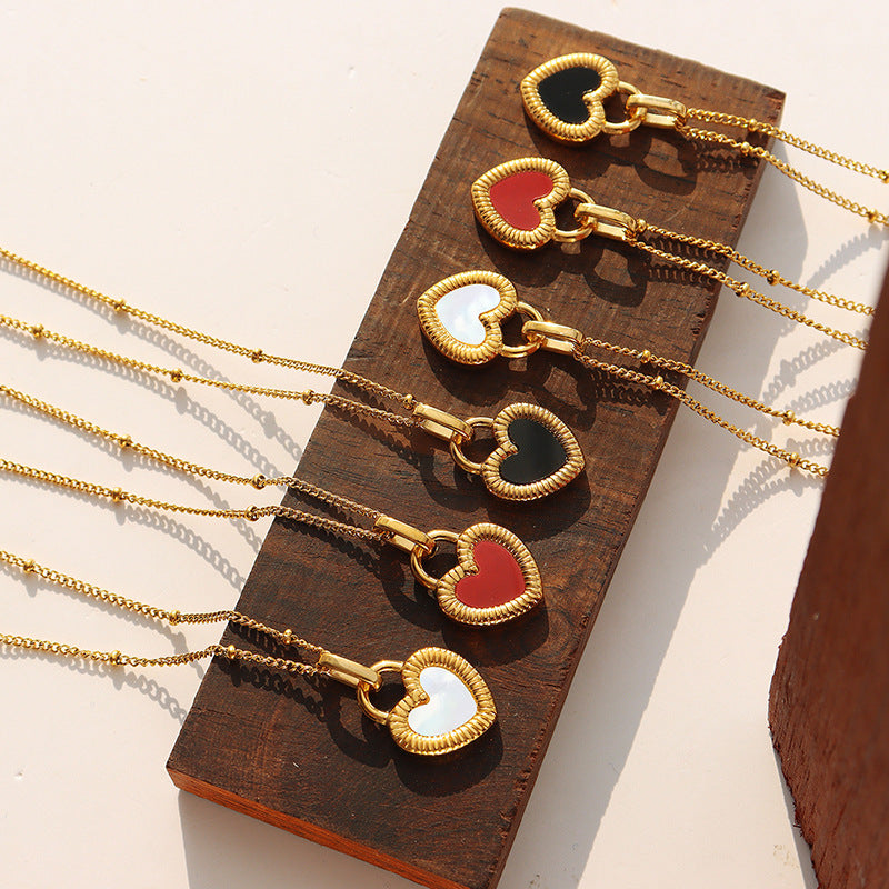 Double-Sided Color Heart-Shaped Necklace
