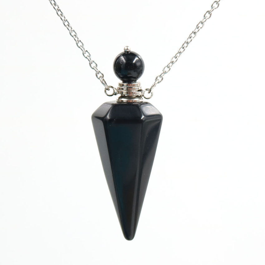 Crystal Stone Cone Perfume Bottle Necklace