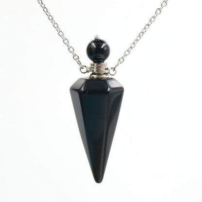Crystal Stone Cone Perfume Bottle Necklace