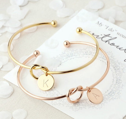 Personalized Initial Heart Knot Bracelet