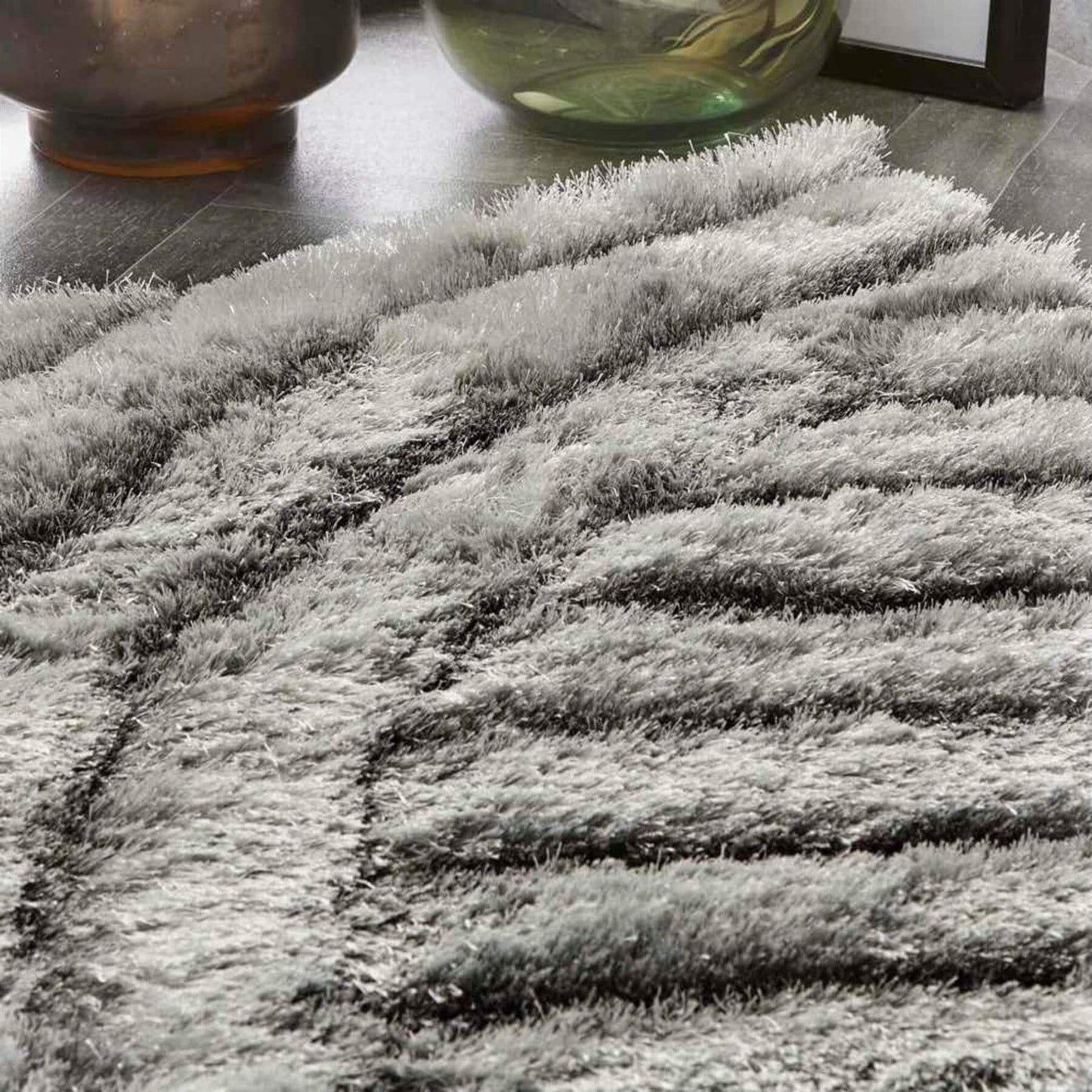 Dallas Silver Grey Shaggy Rug