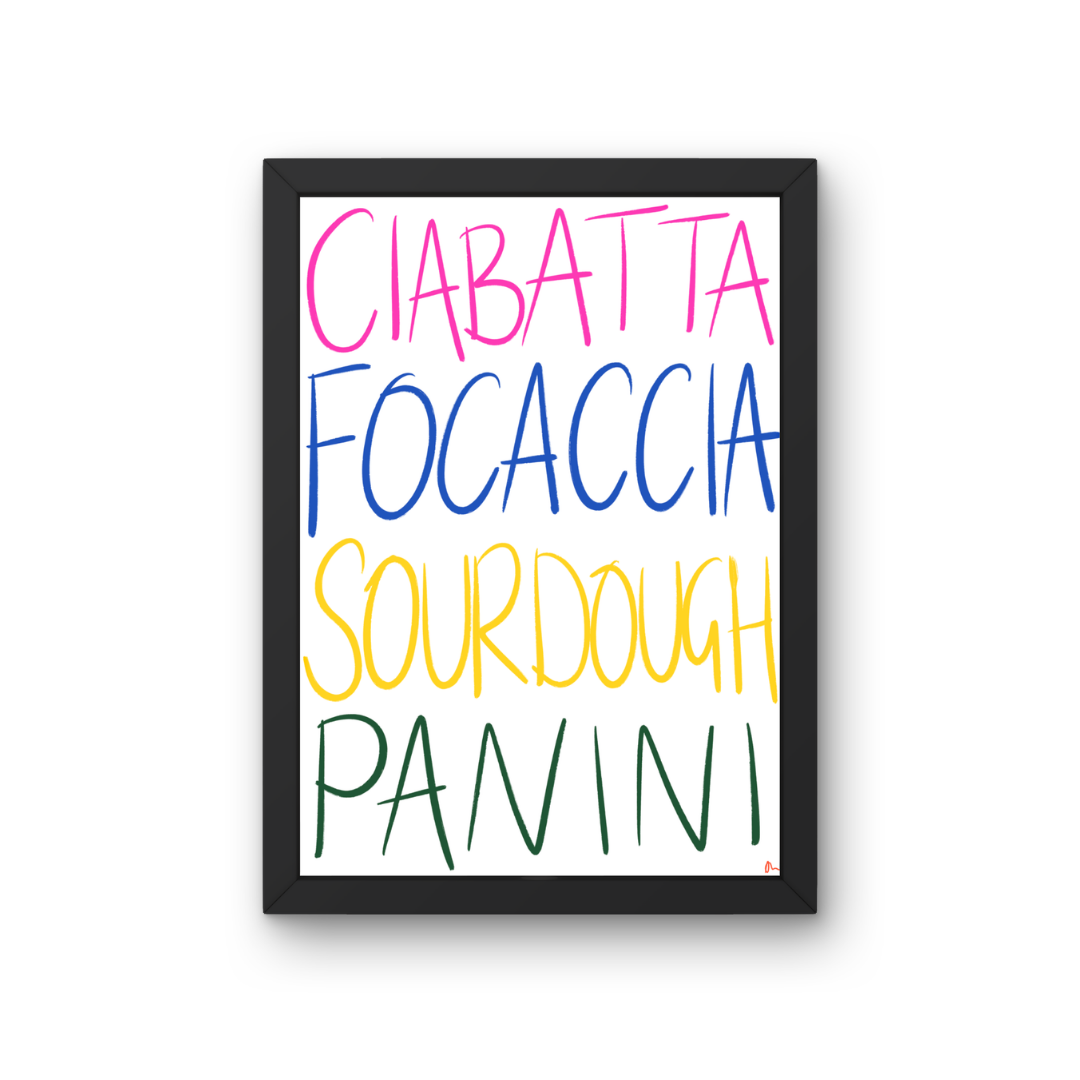 Bread Lovers | Colourful Bold Kitchen Typographic Print