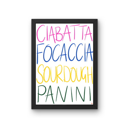 Bread Lovers | Colourful Bold Kitchen Typographic Print