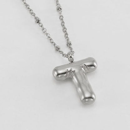 Bubble Letter Pendant Necklace A-Z