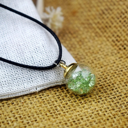 Dried Flower in Waterdrop Necklace & Bracelet Set