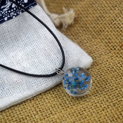 Dried Flower in Waterdrop Necklace & Bracelet Set