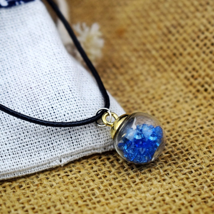 Dried Flower in Waterdrop Necklace & Bracelet Set