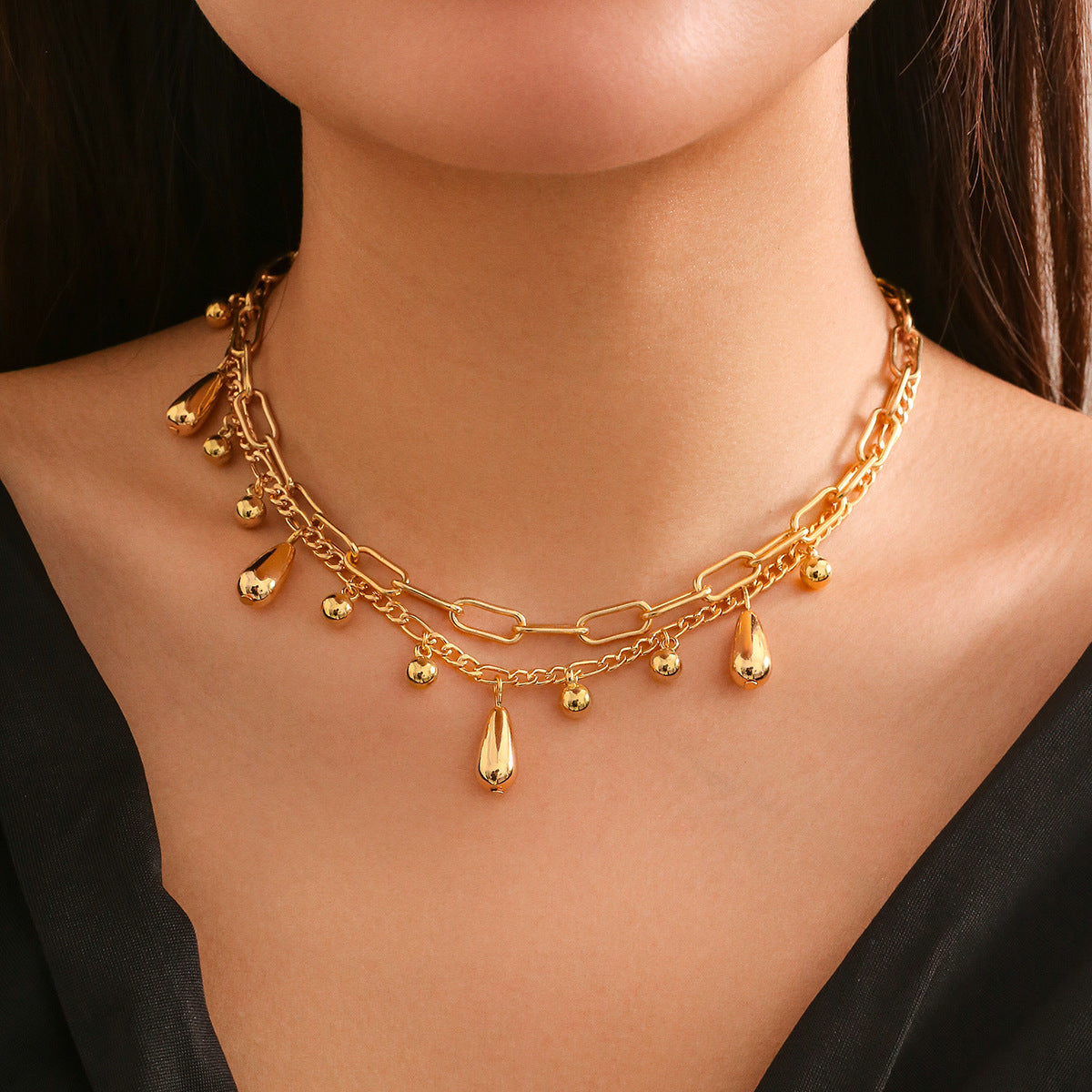 Glossy Comma Pendant Necklace & Bracelet