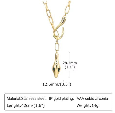 Elegant Metal Snake Diamond Studded Necklace