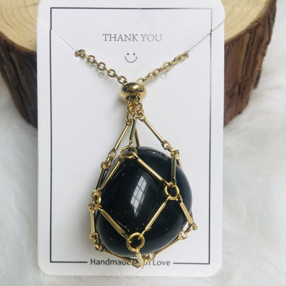 Handmade Natural Crystal Mesh Bamboo Necklace