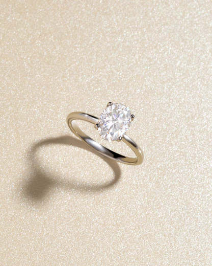 2 ct Oval Solitaire Moissanite Engagement Ring in Sterling Silver