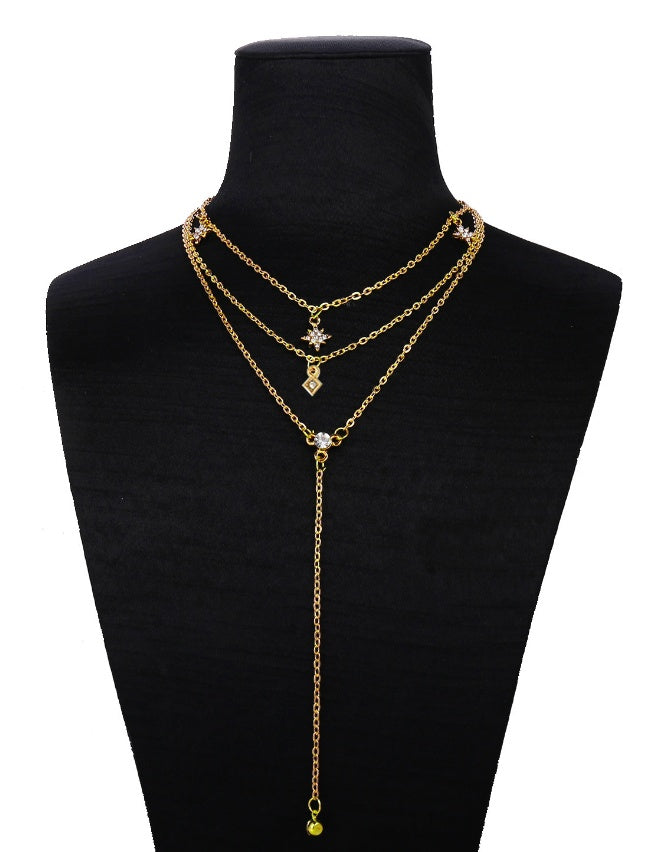Moon and Star Multilayer Necklace Set