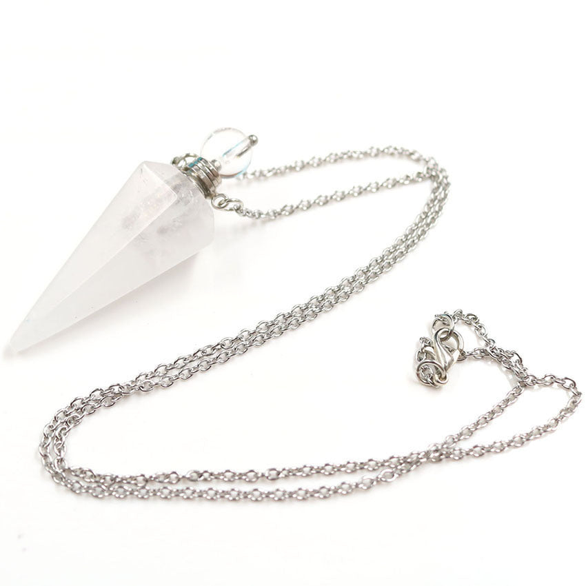 Crystal Stone Cone Perfume Bottle Necklace