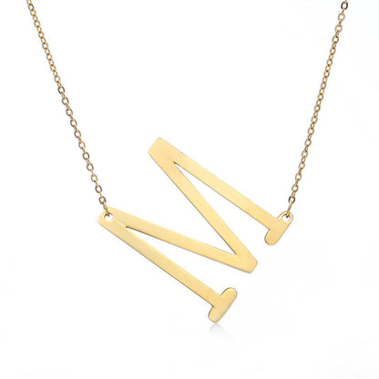 Big Initial Letter Pendant Necklace, Gold Silver, and Rose Gold