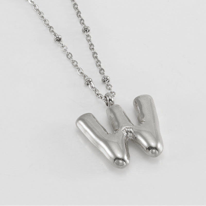 Bubble Letter Pendant Necklace A-Z