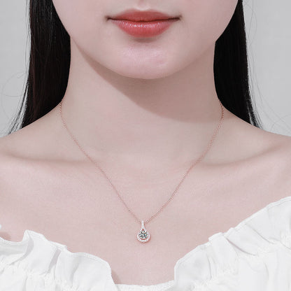 Silver Moissanite Water Drop Pendant Necklace